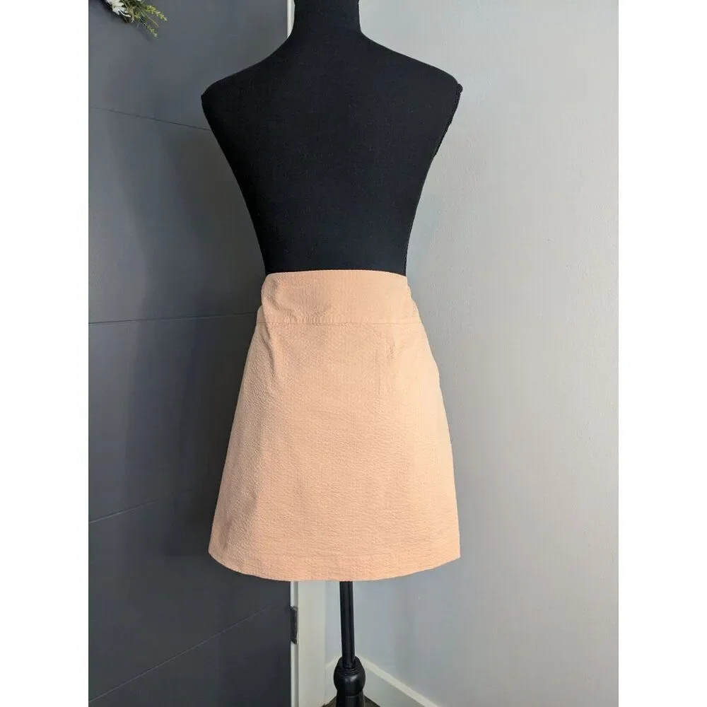 Vineyard Vines Women's Peach Seersucker Faux Wrap‎ Mini Skirt in Pink Shell - 14